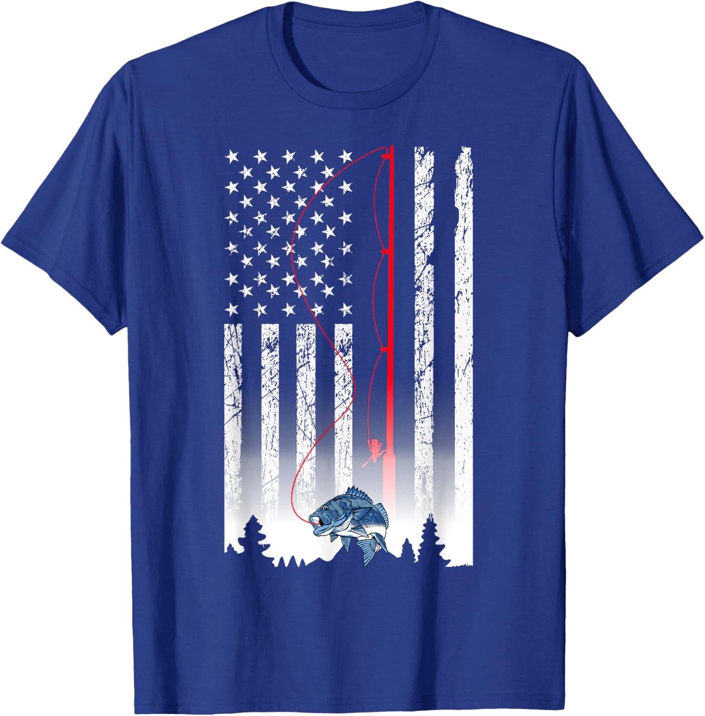 American Flag Fishing Rod USA Patriotic Lover Men T-Shirt - T-Shirt | Royal