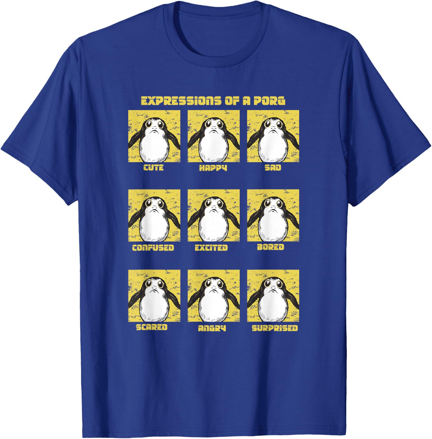 Star Wars Expressions Of A Porg Grid T-Shirt - T-Shirt | Royal