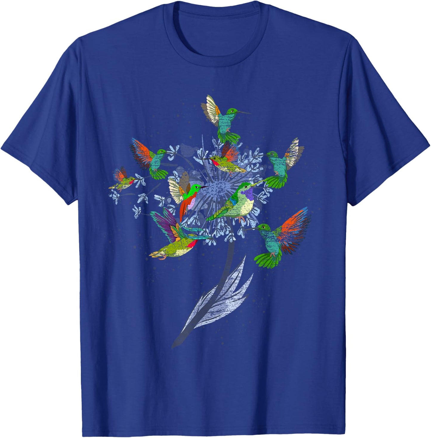 Vintage Nature Animal Bird Lover Flowers Pretty Hummingbird T-Shirt - T-Shirt | Royal