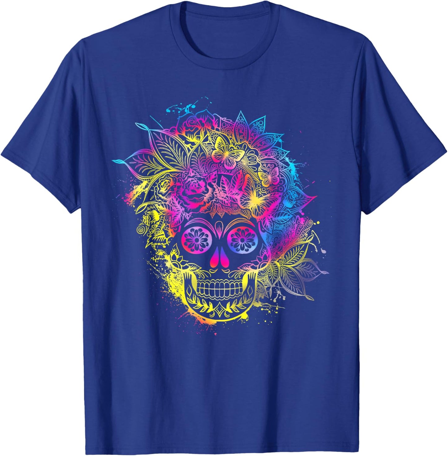 Butterflies Sugar Skull Day of the Dead Dia De Muertos T-Shirt - T-Shirt | Royal