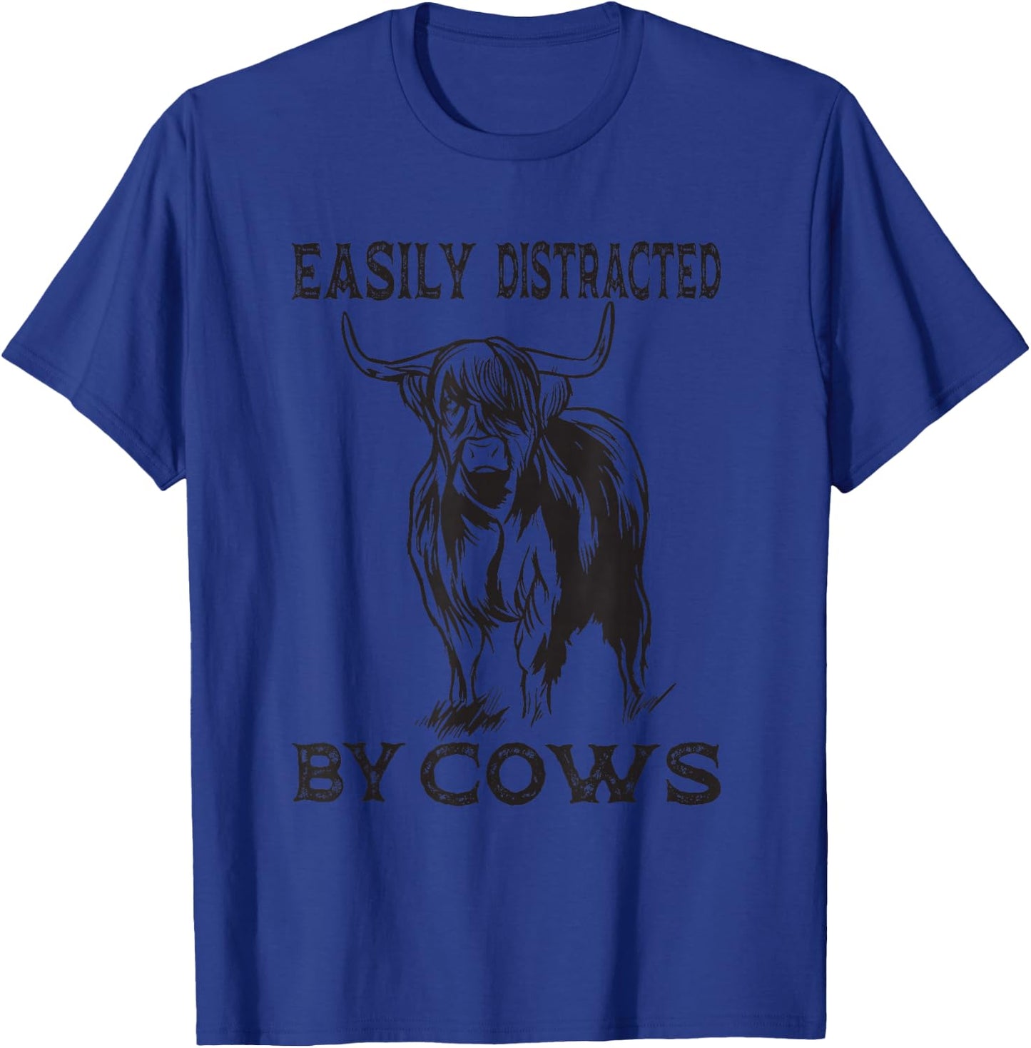 Easily Distracted By Cows Cow Farmer T-Shirt - T-Shirt | Royal