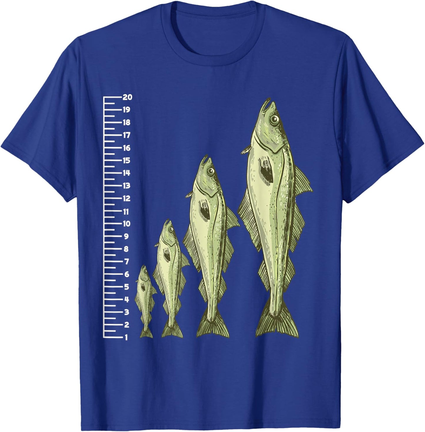 Funny Fish Measuring design for Fishing lovers T-Shirt - T-Shirt | Royal