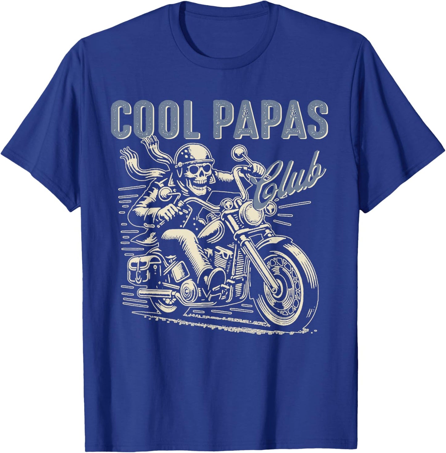 Cool Papas Club Biker Papas Retro Papa Riding Motorcycle T-Shirt - T-Shirt | Royal