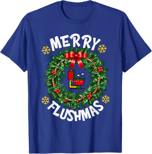 Xmas Merry Flushmas Plumber Christmas Holiday Funny Pajama T-Shirt - T-Shirt | Royal