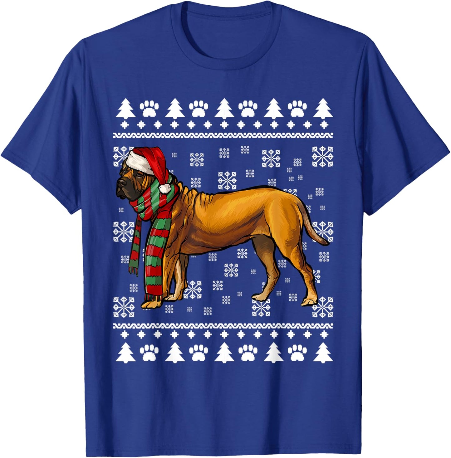 Boerboel Dog Santa Hat Xmas Ugly Christmas T-Shirt - T-Shirt | Royal