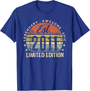 Est 2011 Limited Edition 14th Birthday Gifts 14 Year Old T-Shirt - T-Shirt | Royal
