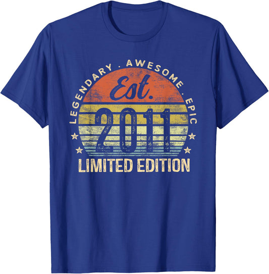 Est 2011 Limited Edition 14th Birthday Gifts 14 Year Old T-Shirt - T-Shirt | Royal