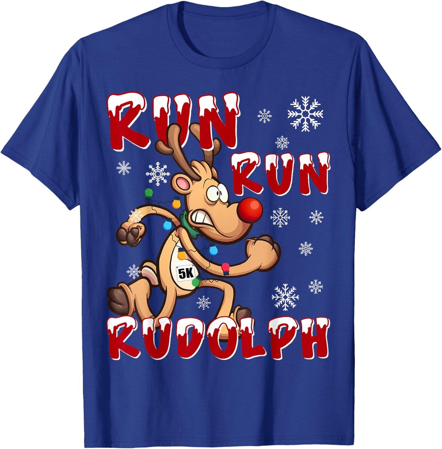 Rudolph 5K Run Christmas Holiday Team Running T-Shirt - T-Shirt | Royal