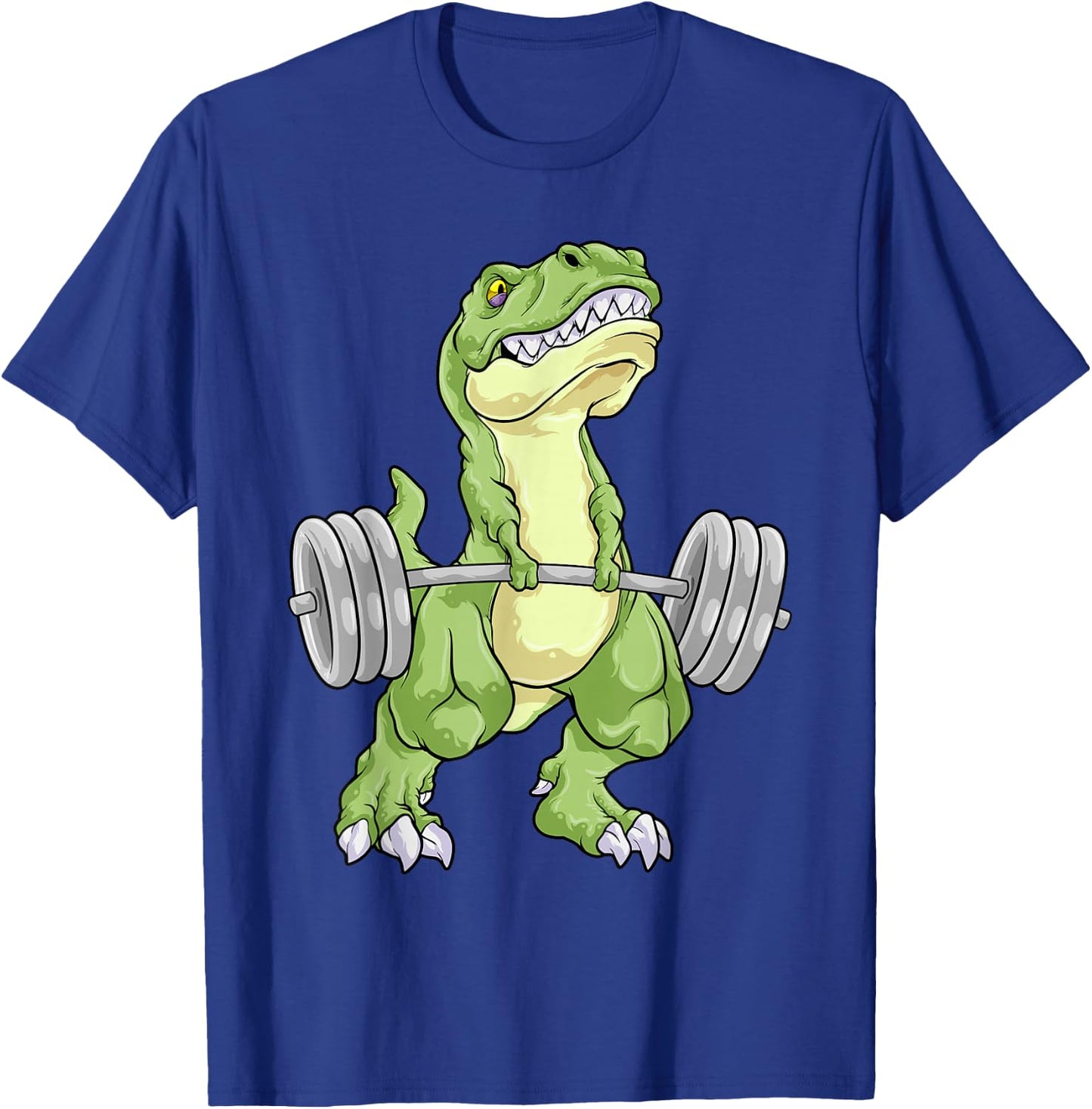 Dinosaur Gym Weightlifting T-Rex Fitness Workout Deadlift T-Shirt - T-Shirt | Royal