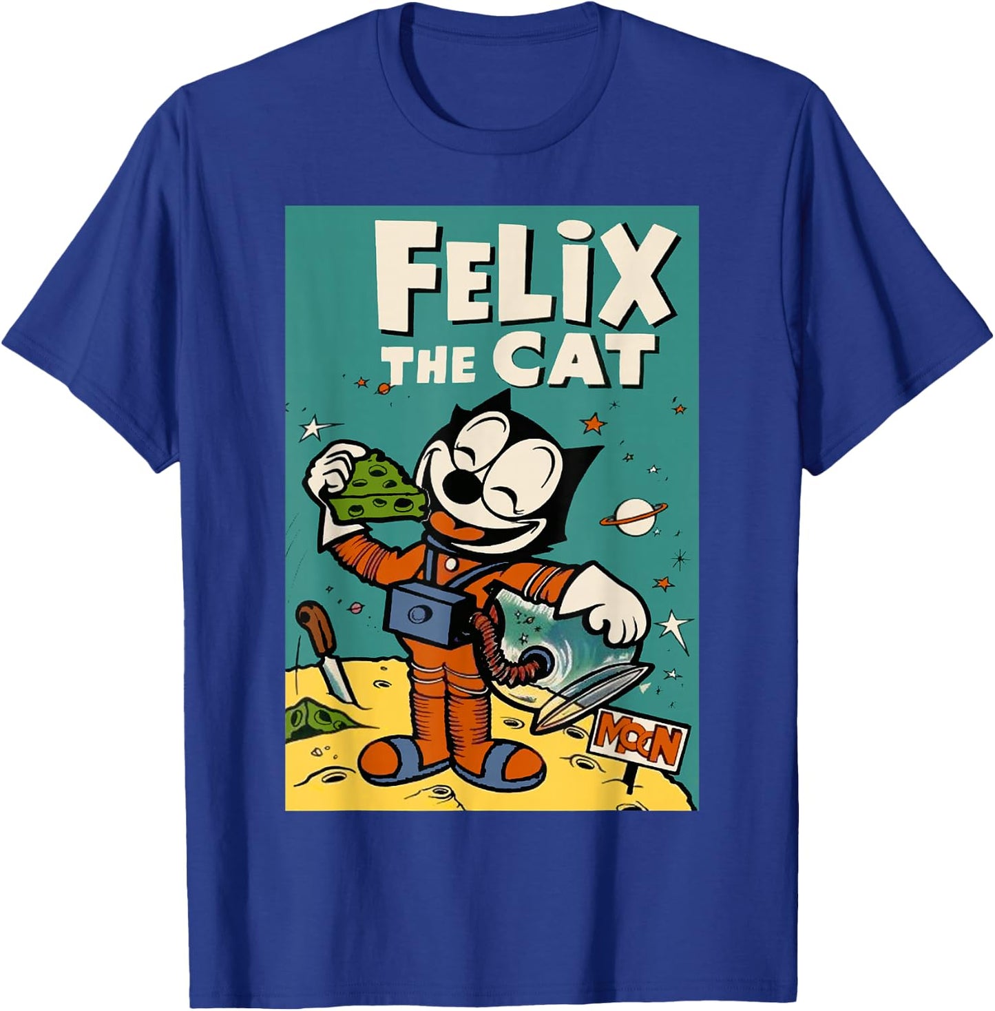 Felix the Cat Moon Dreamer - Retro 1920s Celestial Animation T-Shirt - T-Shirt | Royal