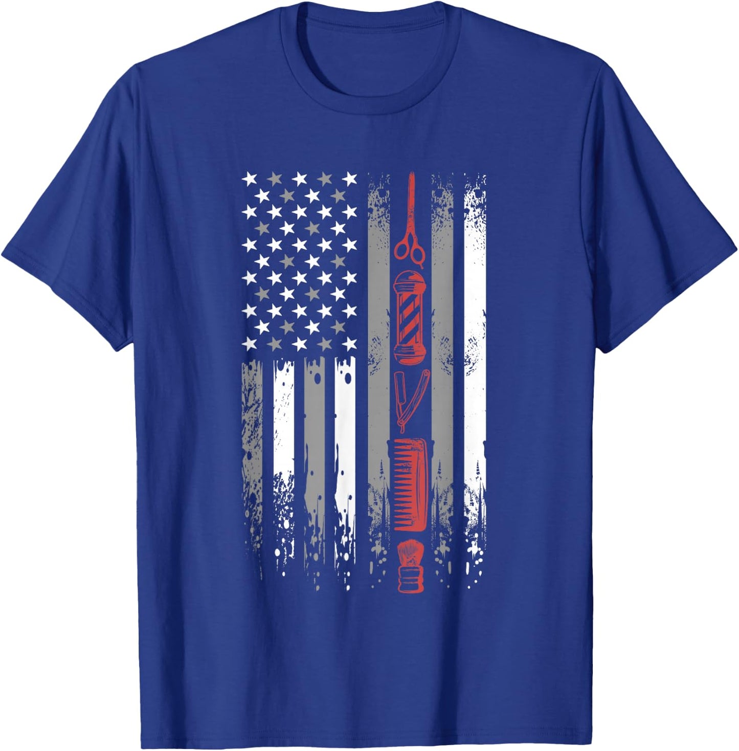Barber US Flag - Hairdresser Hairstylist Barbershop Barber T-Shirt - T-Shirt | Royal