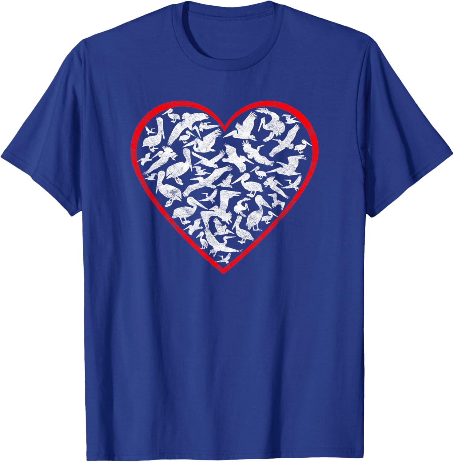 Pelican Gift Women Men Love Motherhood Bird Animal Red Heart T-Shirt - T-Shirt | Royal