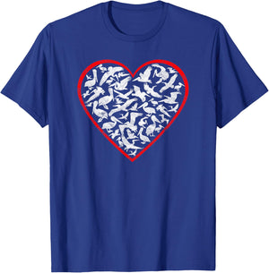 Pelican Gift Women Men Love Motherhood Bird Animal Red Heart T-Shirt - T-Shirt | Royal