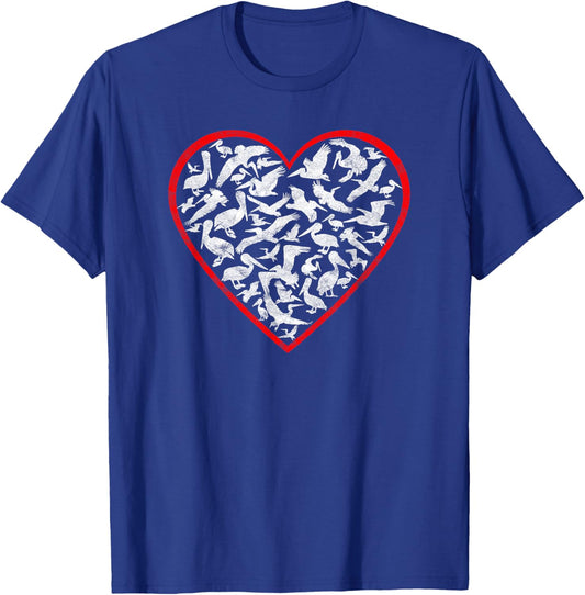 Pelican Gift Women Men Love Motherhood Bird Animal Red Heart T-Shirt - T-Shirt | Royal