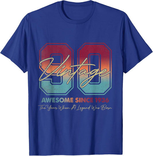 Vintage 90th Birthday Since 1936 Limited Edition 90 Year Old T-Shirt - T-Shirt | Royal