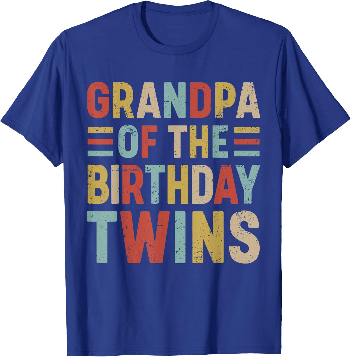 Grandpa of The Birthday Twins Family Matching Bday Party T-Shirt - T-Shirt | Royal
