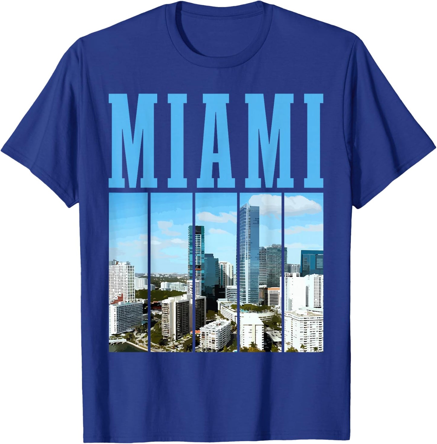 Miami Skyline 305 Florida Vintage Pride T-Shirt - T-Shirt | Royal