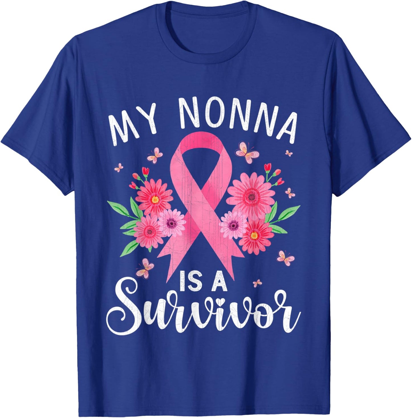 October Breast Cancer Support My Nonna Is A Survivor T-Shirt - T-Shirt | Royal