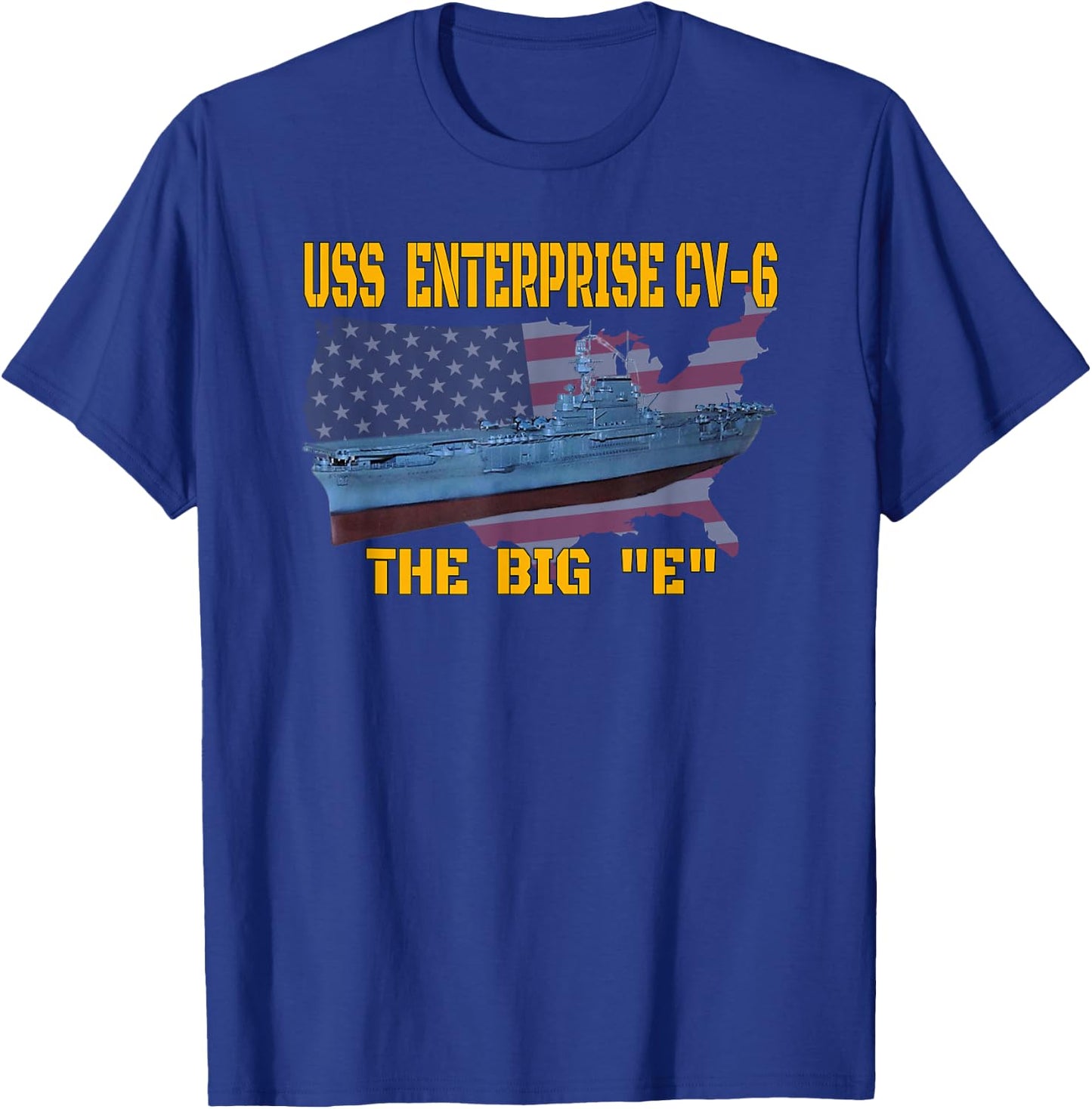 USS Enterprise CV-6 Aircraft Carrier Veterans Day Father Day T-Shirt - T-Shirt | Royal