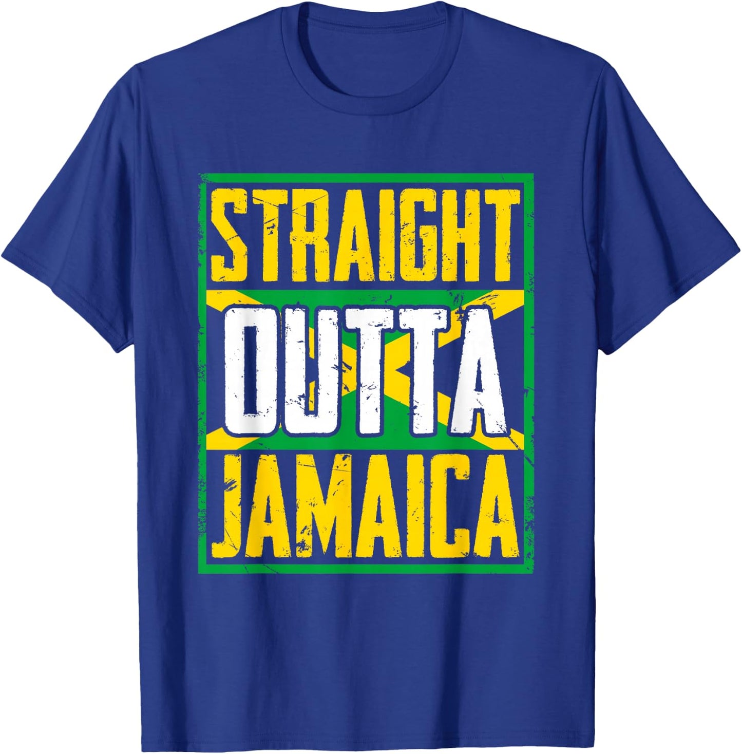 Straight Outta Jamaica | Caribbean Country | Jamaican Flag T-Shirt - T-Shirt | Royal