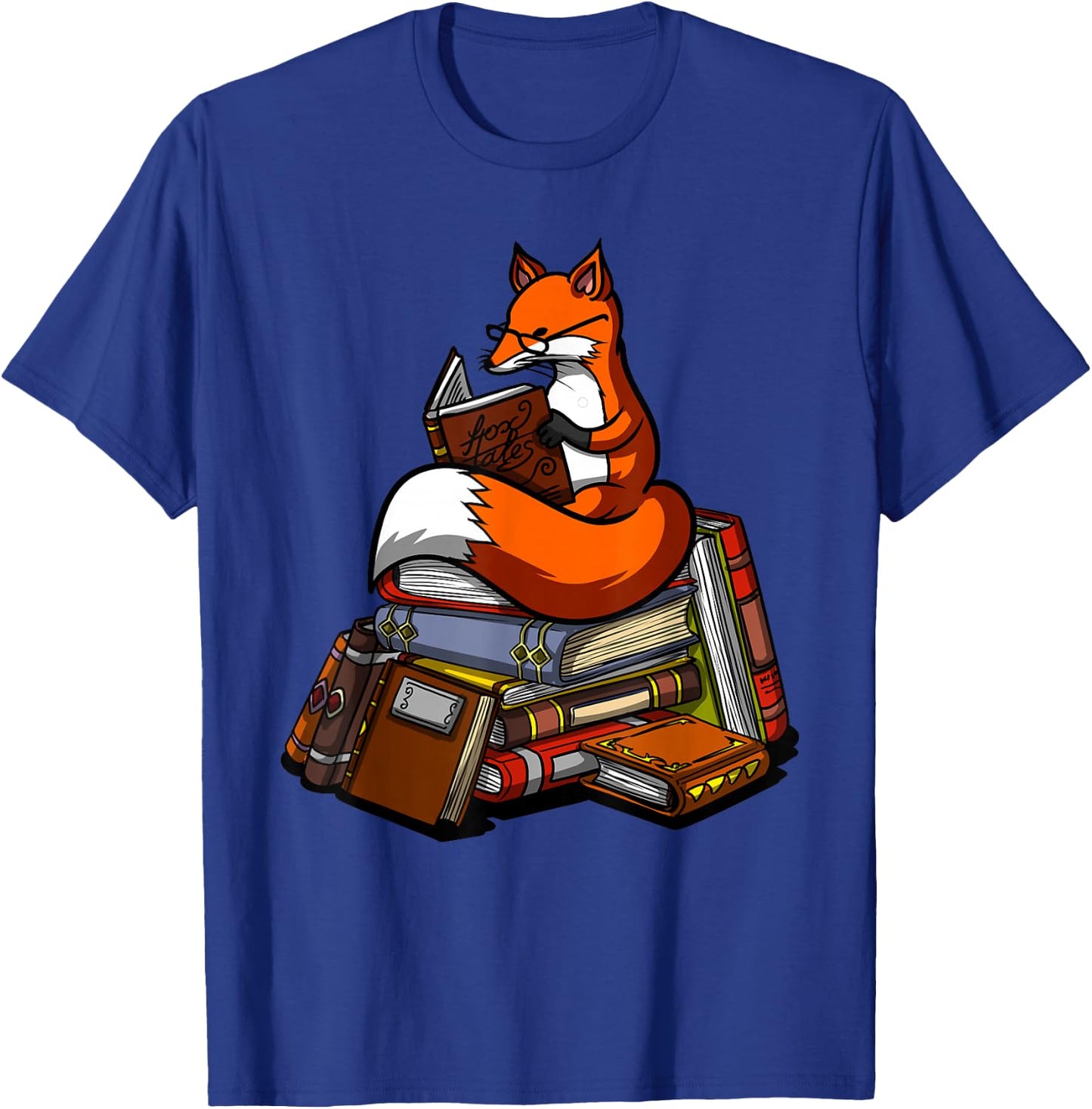 Fox Book Reading Nerd Library Librarian Book Reader T-Shirt - T-Shirt | Royal