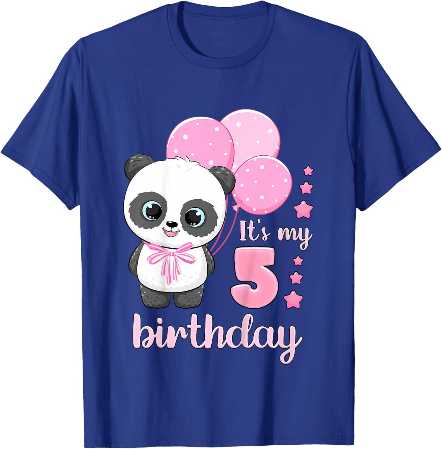 Birthday Girl 5th Panda Pink Balloons T-Shirt - T-Shirt | Royal