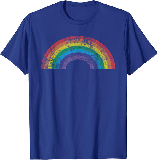 Rainbow Vintage 80's Retro Style Women Men Girls Gift T-Shirt - T-Shirt | Royal