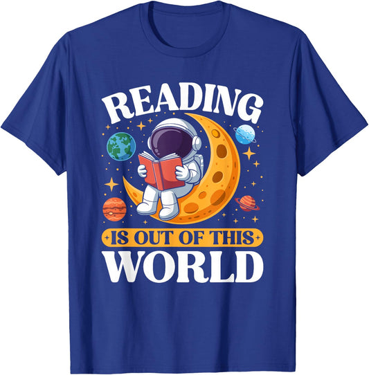 Reading is Out of This World Space Book Lover T-Shirt - T-Shirt | Royal