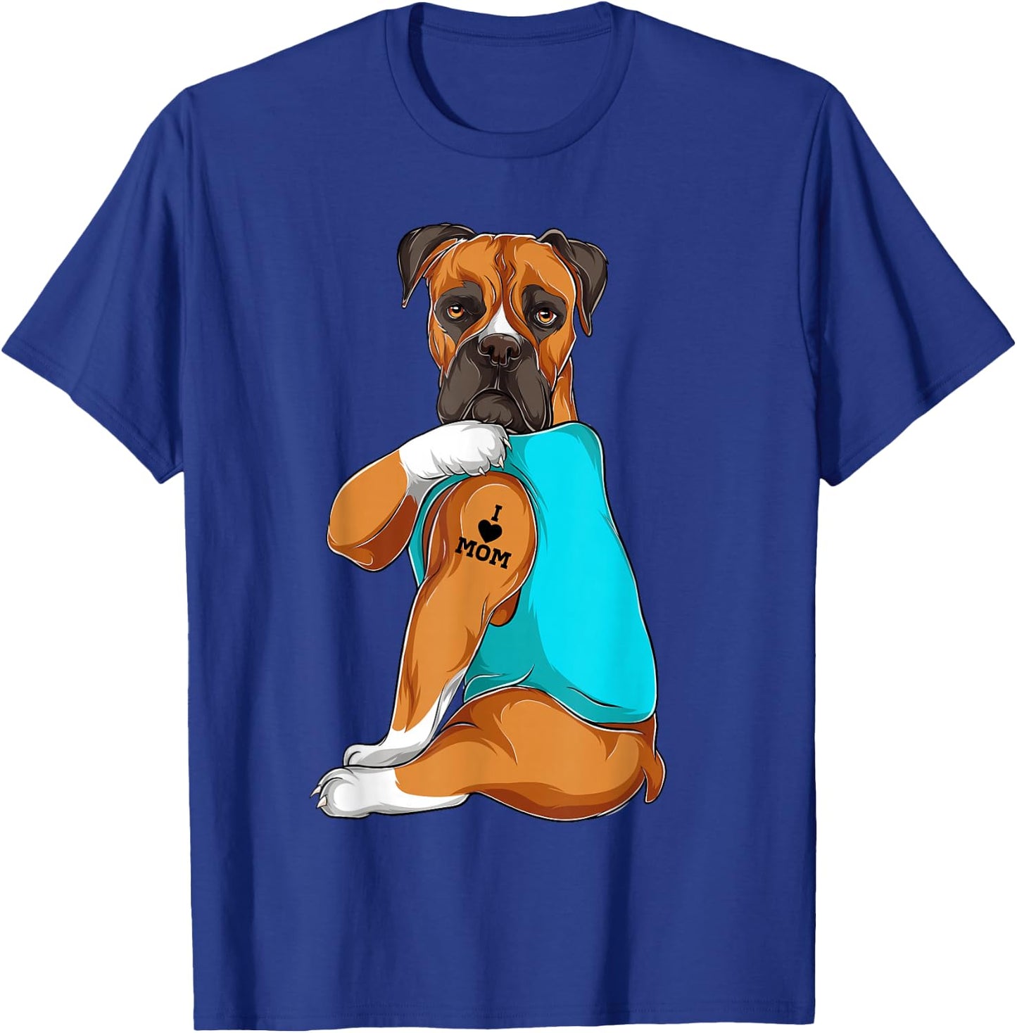 Boxer I Love Mom Tattoo Apparel Dog Mom Gifts T-Shirt - T-Shirt | Royal