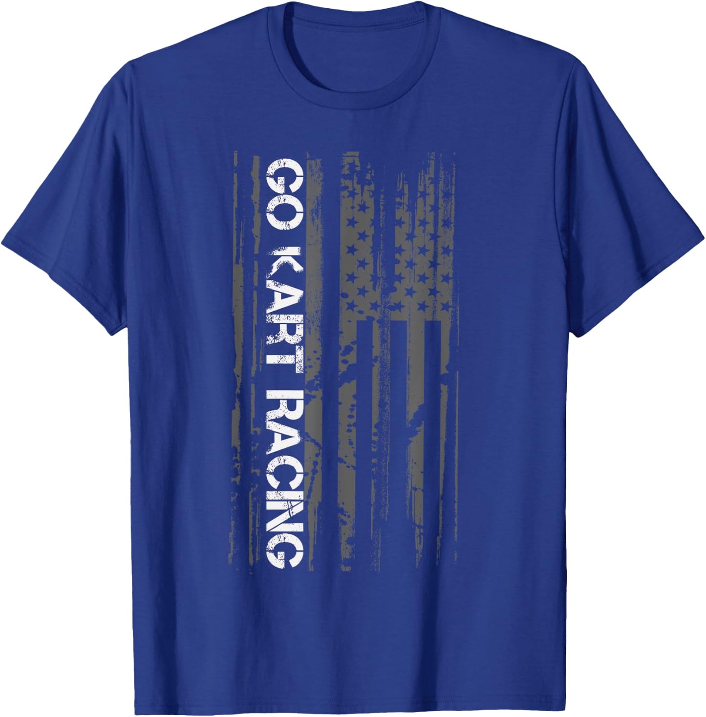 Go Cart Racer American Flag Patriotic Go Kart Racing T-Shirt - T-Shirt | Royal