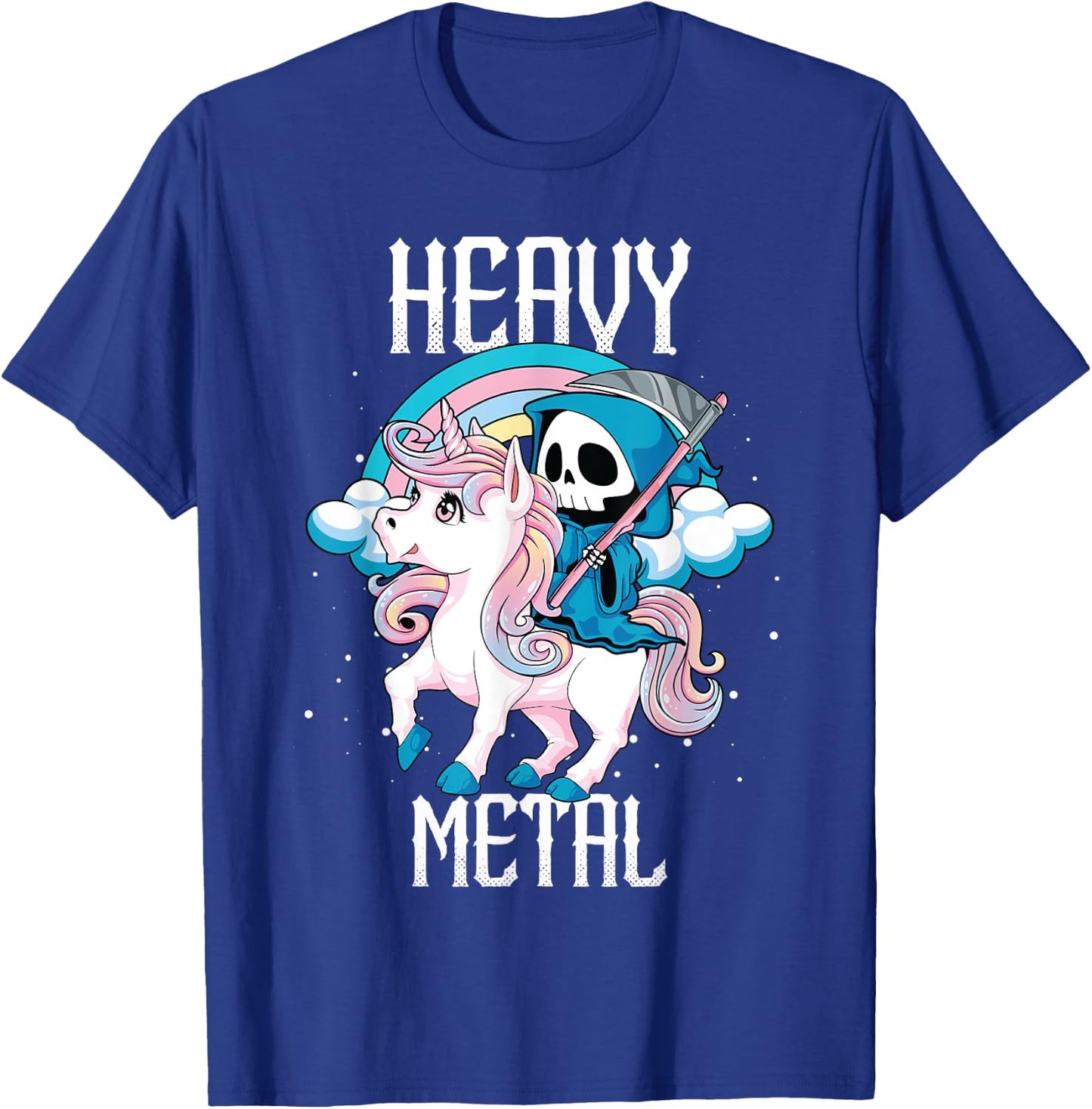 Kawaii Pastel Heavy Metal Rock Rainbow Grim Reaper Unicorn T-Shirt - T-Shirt | Royal