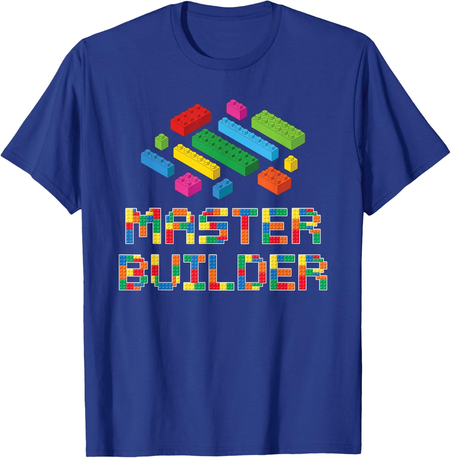 Master Builder Blocks Building Brick Builder Kids Funny T-Shirt - T-Shirt | Royal