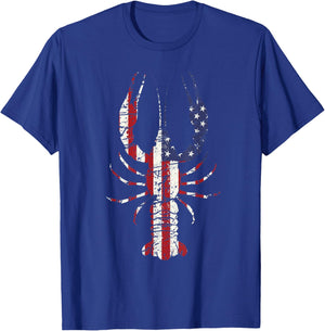 Mardi Gras Shirt Fleur De Lis Crawfish Shirt American Flag T-Shirt - T-Shirt | Royal