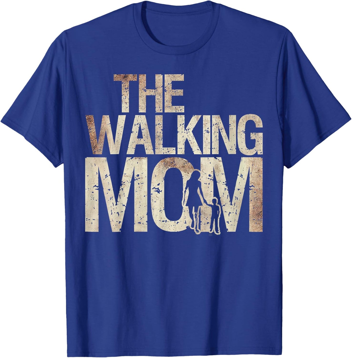 Walking Mom Zombie Woman And Kid Mother's Day T-Shirt - T-Shirt | Royal