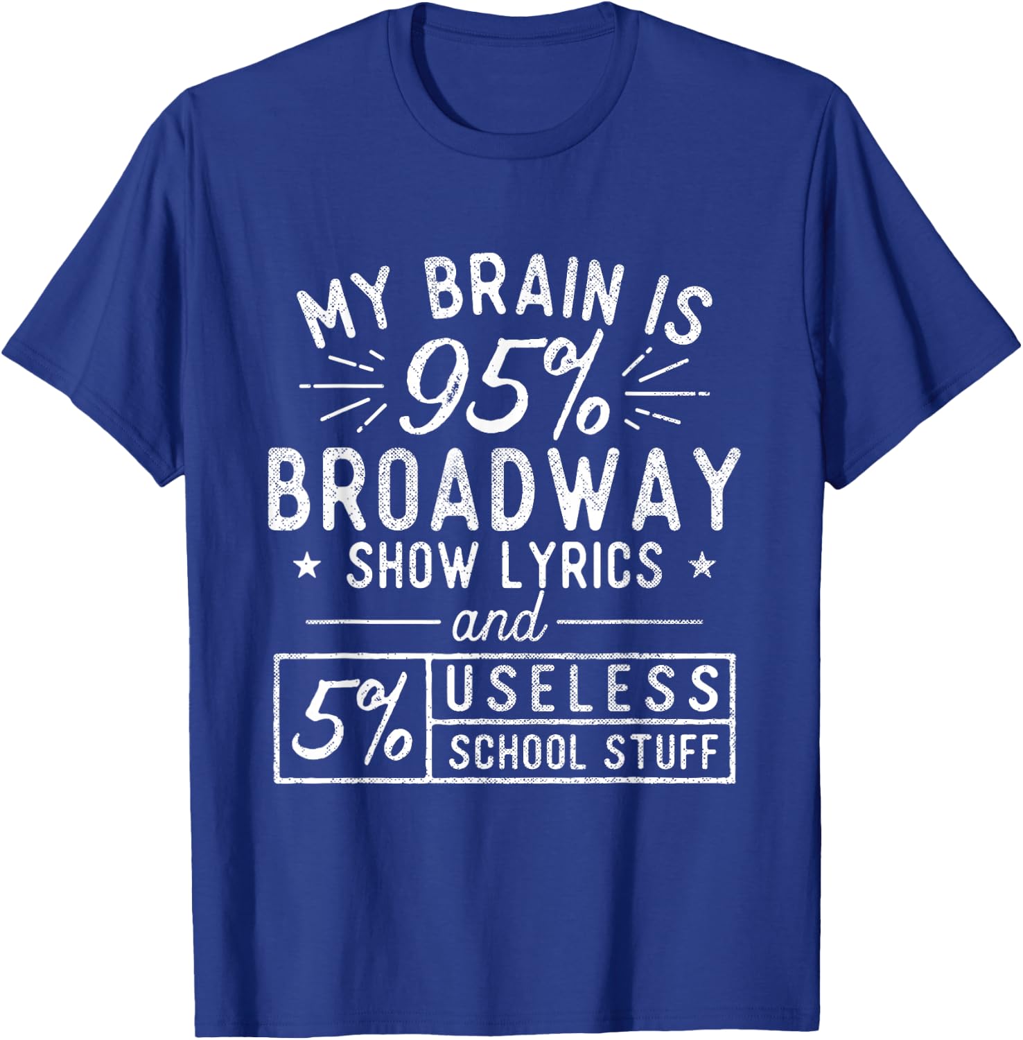 My Brain is 95% Broadway Lyrics - Actor Theatre Musical Small T-Shirt - T-Shirt | Royal