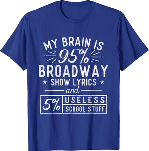 My Brain is 95% Broadway Lyrics - Actor Theatre Musical Small T-Shirt - T-Shirt | Royal