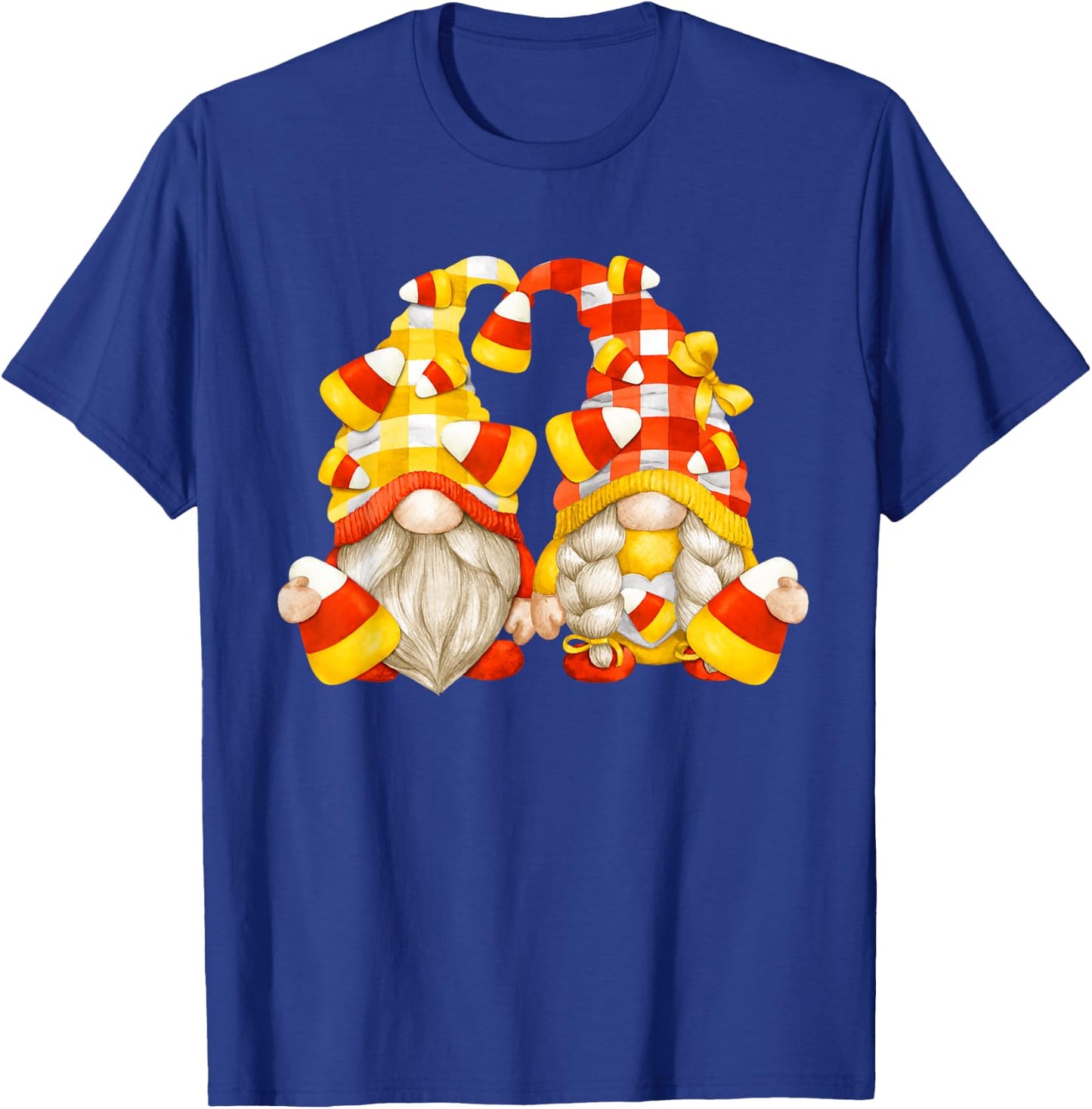 Funny Halloween Candy Corn Decor Cute Candycorn Gnomes T-Shirt - T-Shirt | Royal