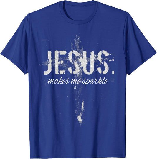 Jesus Makes Me Sparkle Funny Vintage Christian Faith T-Shirt - T-Shirt | Royal