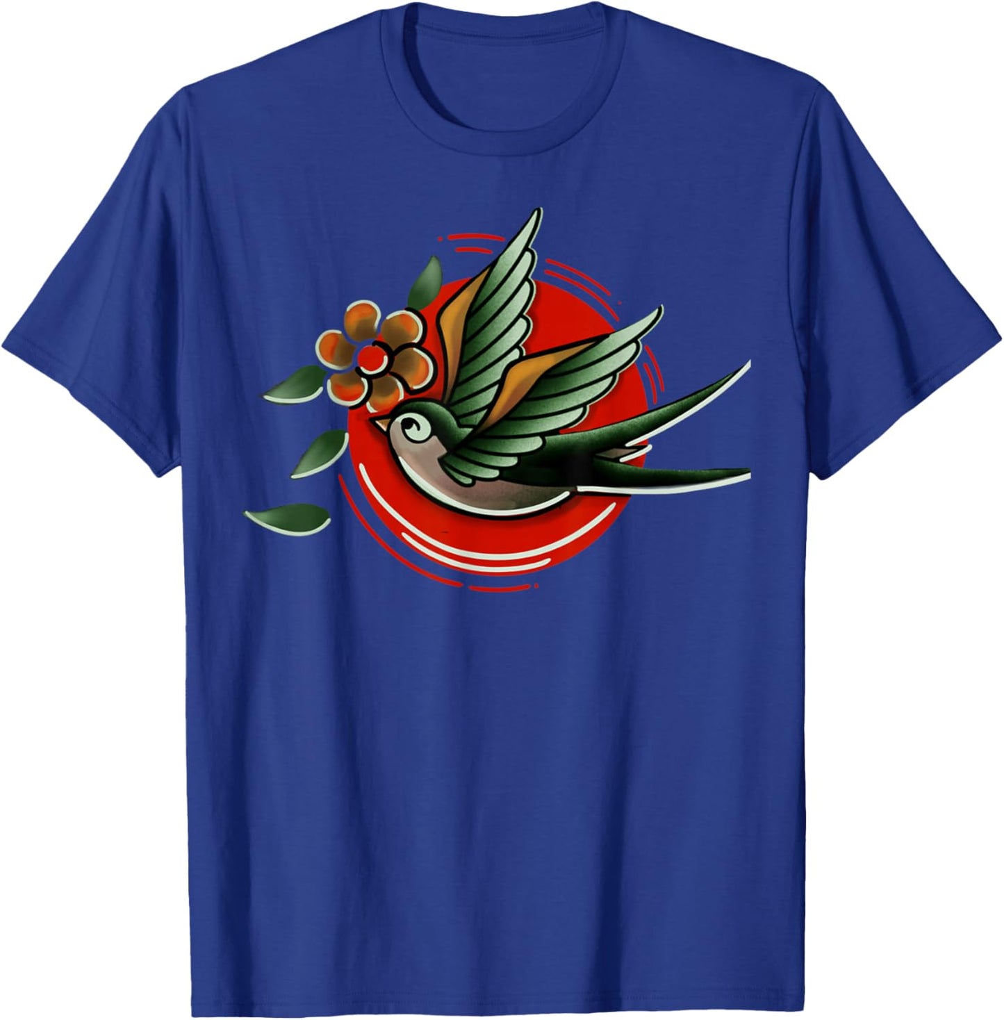 Traditional Swallow, American Old School Bird T-Shirt - T-Shirt | Royal