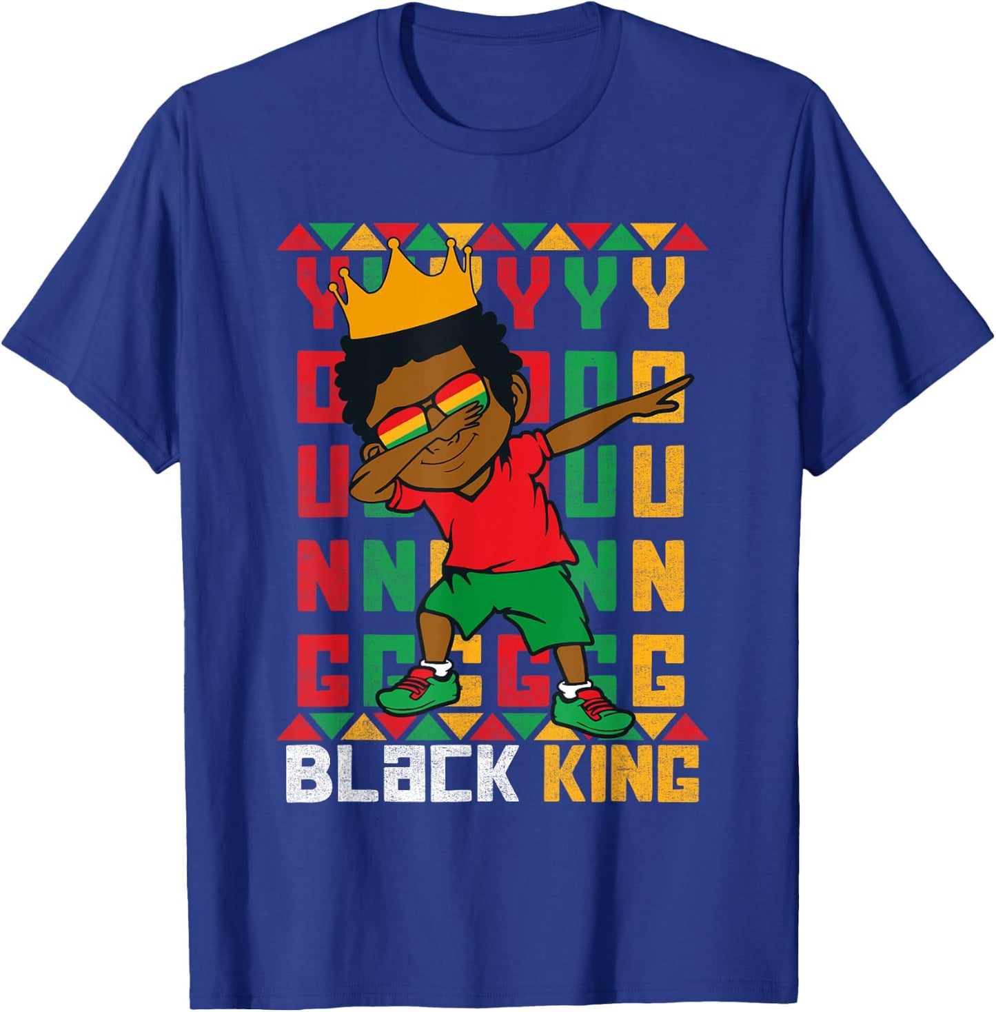 Young Black King Dab Kid African American Boy Juneteenth T-Shirt - T-Shirt | Royal