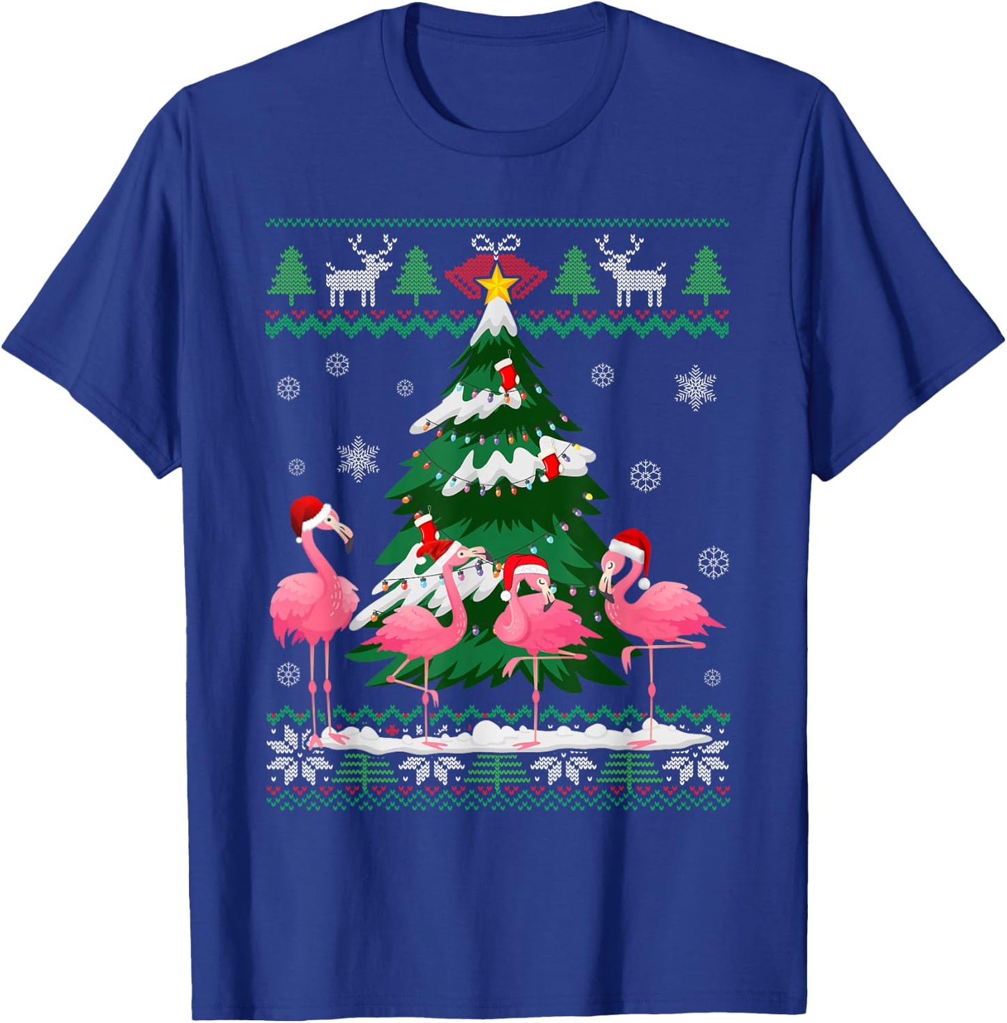 Flamingo Ugly Christmas Sweater Shirt Light Pink Xmas Pajama T-Shirt - T-Shirt | Royal