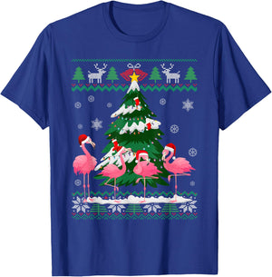 Flamingo Ugly Christmas Sweater Shirt Light Pink Xmas Pajama T-Shirt - T-Shirt | Royal