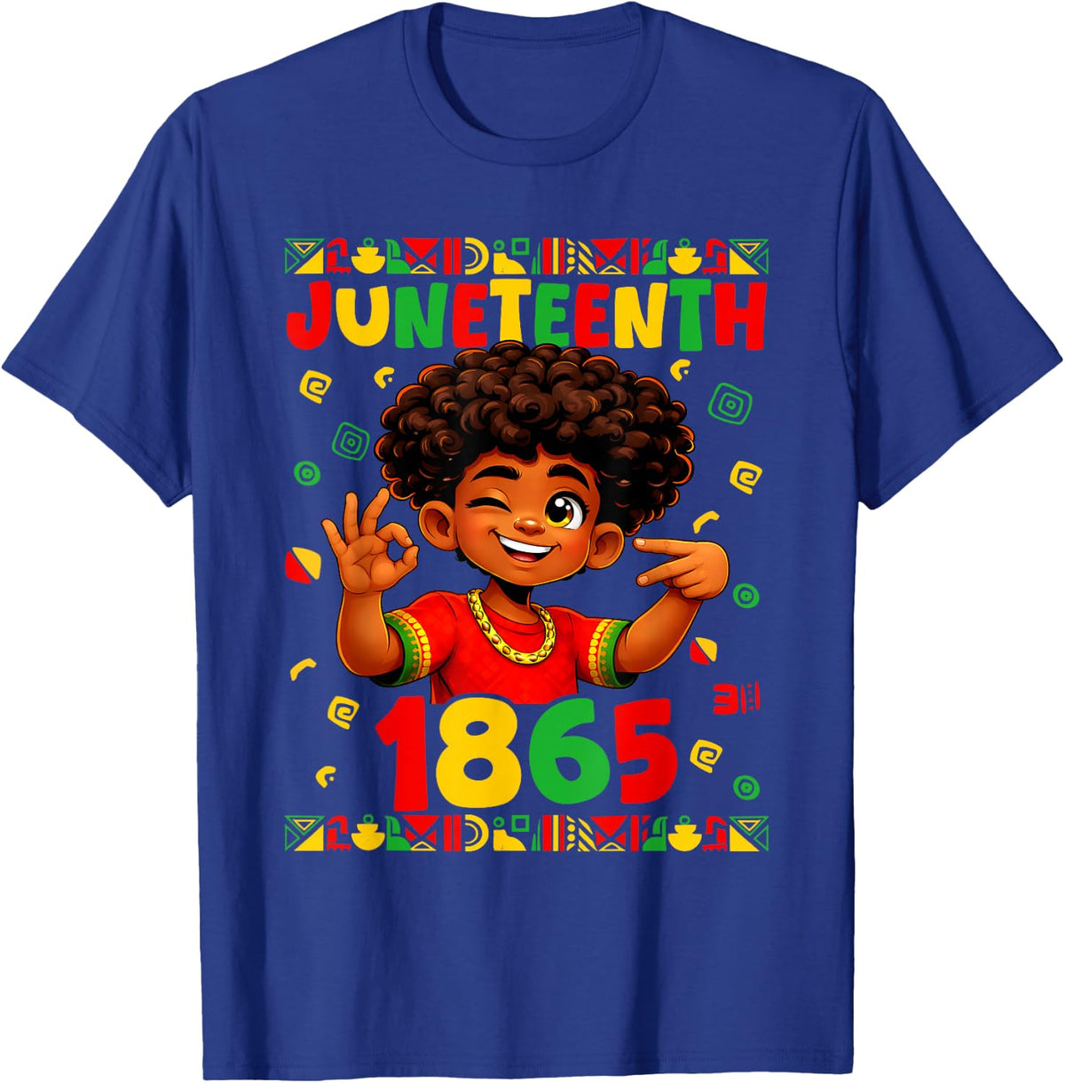 Juneteenth Celebrating 1865 Melanin Brown Skin Boys Kid Teen T-Shirt - T-Shirt | Royal