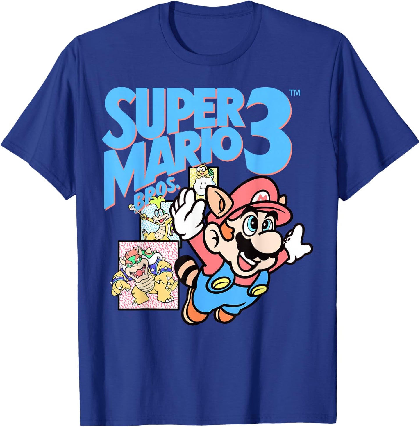 Super Mario 3 Flying Mario Group Shot Poster T-Shirt - T-Shirt | Royal