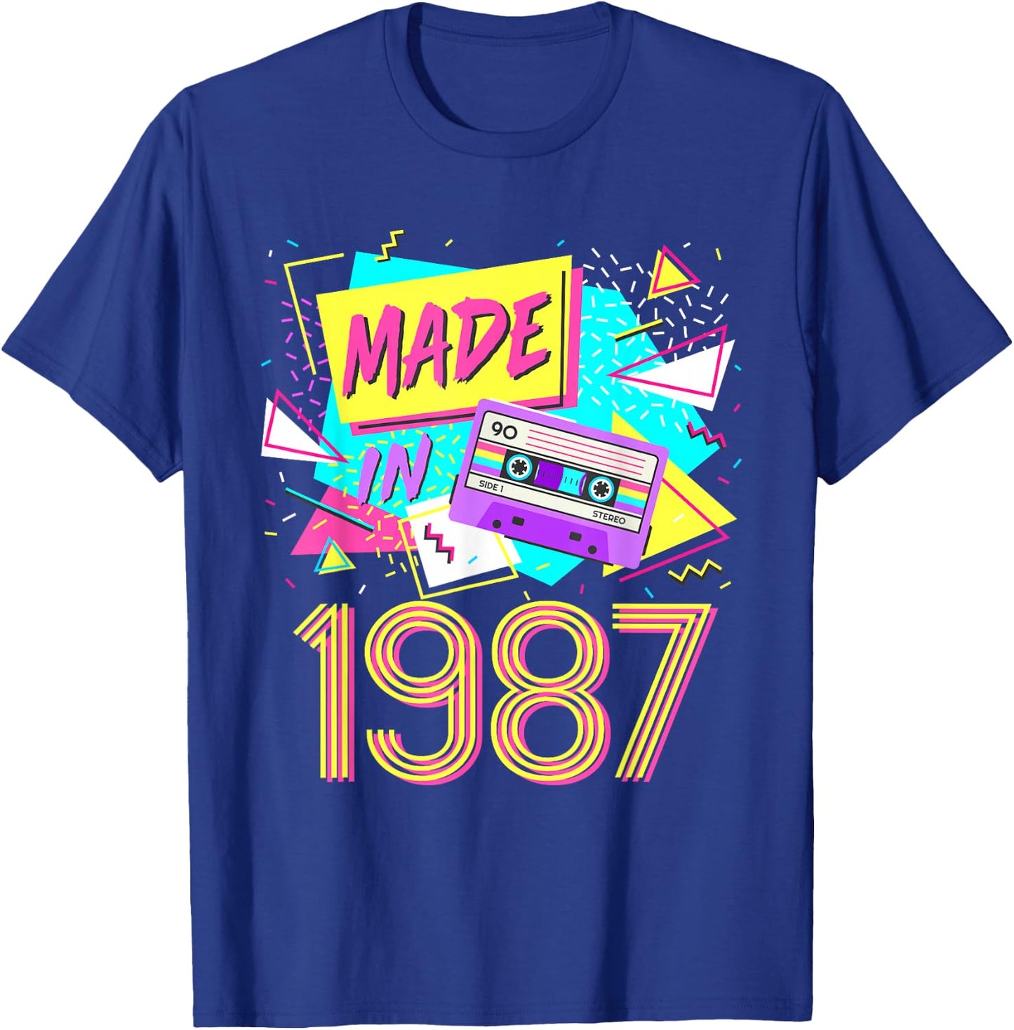 Made In 1987 35 Years Old Retro Vintage 80s 35th Birthday T-Shirt - T-Shirt | Royal
