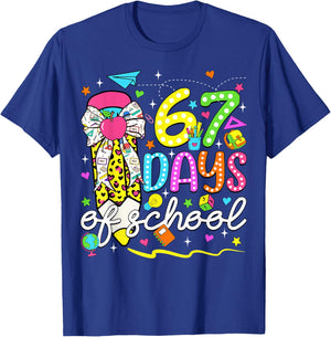 67 Days of School Girls Coquette Bow Pencil 67 Days Smarter T-Shirt - T-Shirt | Royal