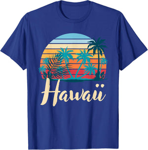 Hawaiian Summer Tropical Summer Holiday Retro Hawaii T-Shirt - T-Shirt | Royal