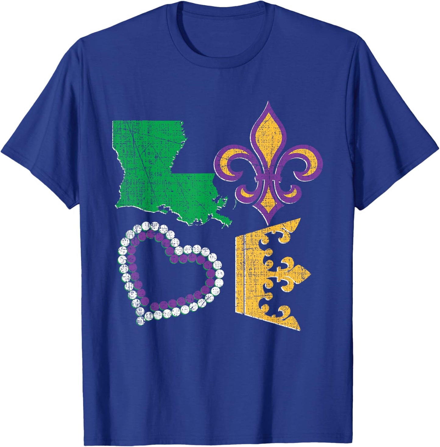 Women's Mardi Gras Shirt I Love Mardi Gras Distressed Gift T-Shirt - T-Shirt | Royal