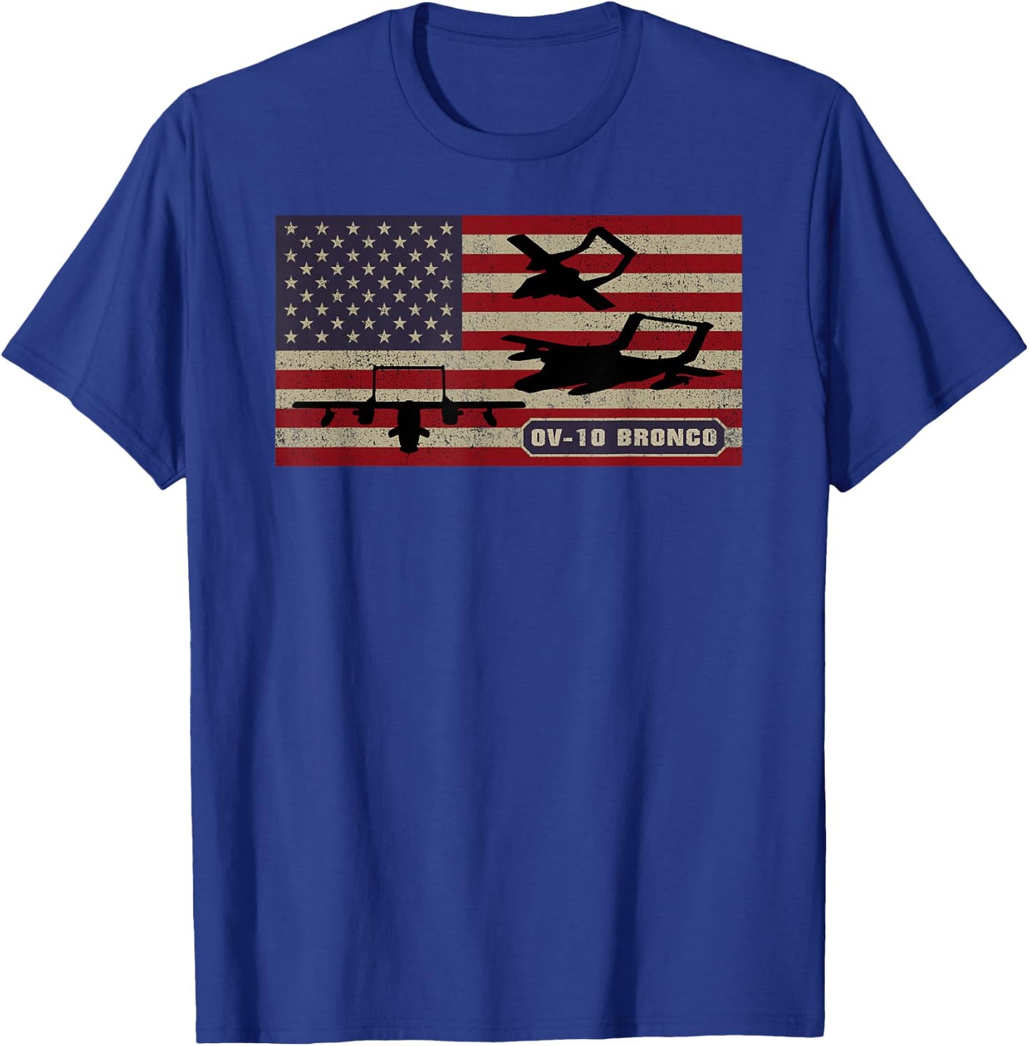 OV-10 Bronco Observation Aircraft American Flag T-Shirt - T-Shirt | Royal