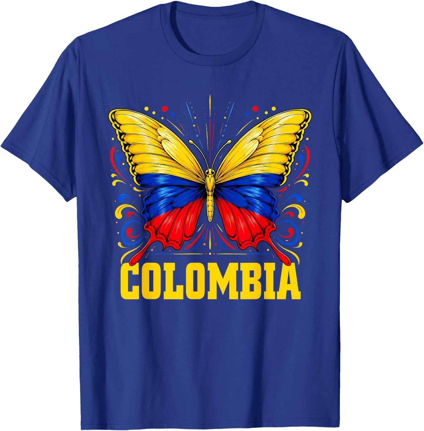 Vintage Colombia Butterfly Colombian Flag Pride Roots Women T-Shirt - T-Shirt | Royal